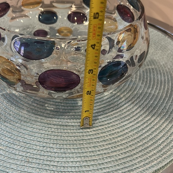 Vintage Mid Century Modern Colorful Glass Bowl, 7” Round - Picture 6 of 6